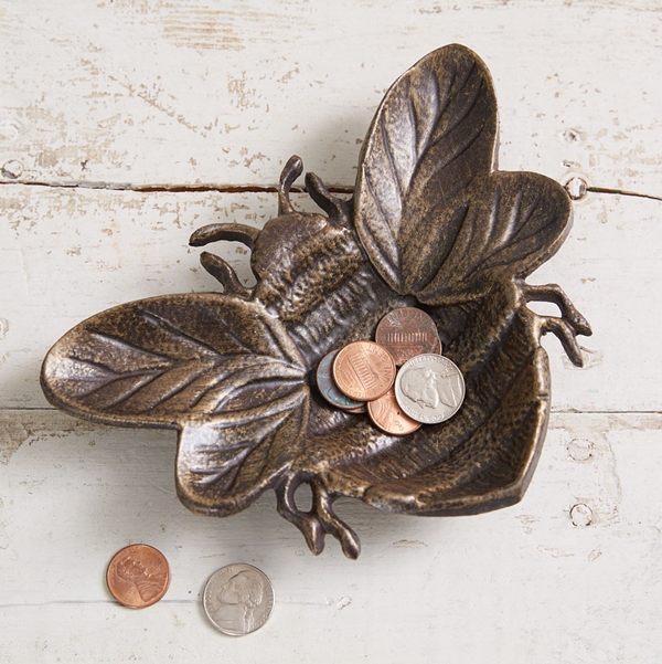 CTW Home Collection Set of 2 Brass Finish Metal Honeybee Trinket Dish