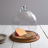 CTW Home Collection Medium-Sized Bell-Shaped Glass Cloche with Wood Base