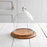 CTW Home Collection Small Bell-Shaped Glass Cloche with Wood Base