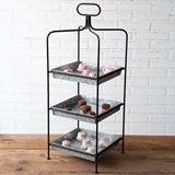 CTW Home Collection 3-Tier Square Display Stand with Galvanized Trays