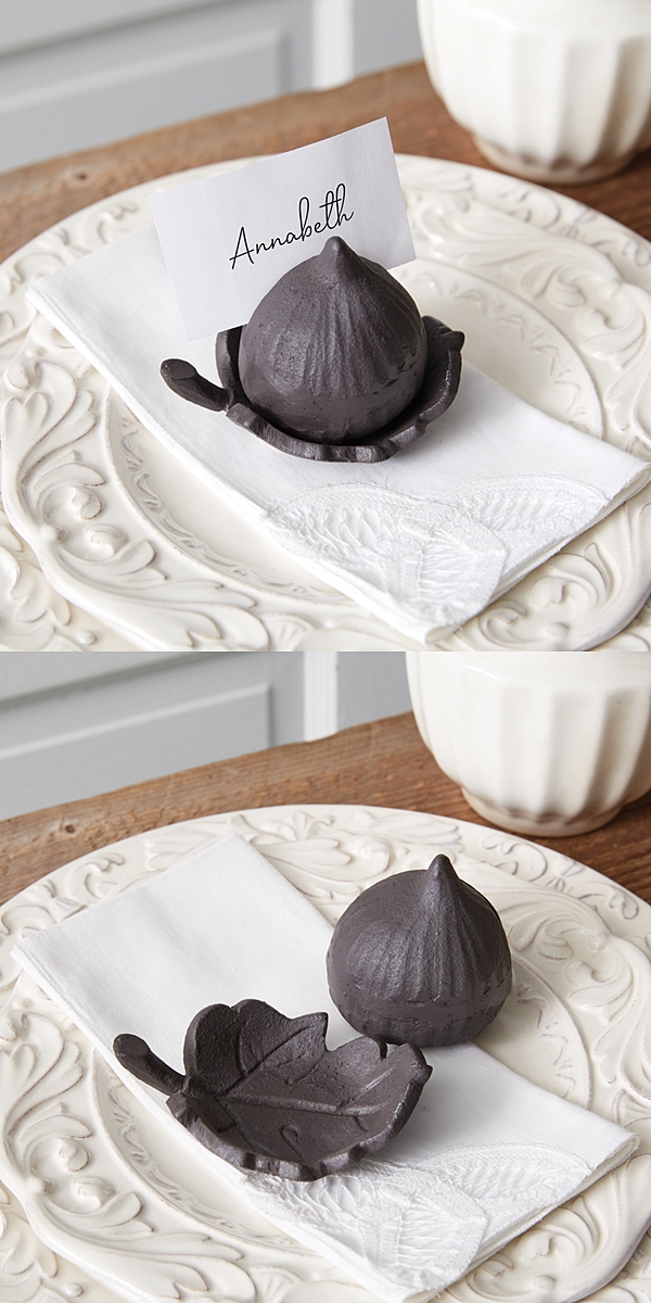 CTW Home Collection Cast-Iron Fig and Leaf Place Card Holder