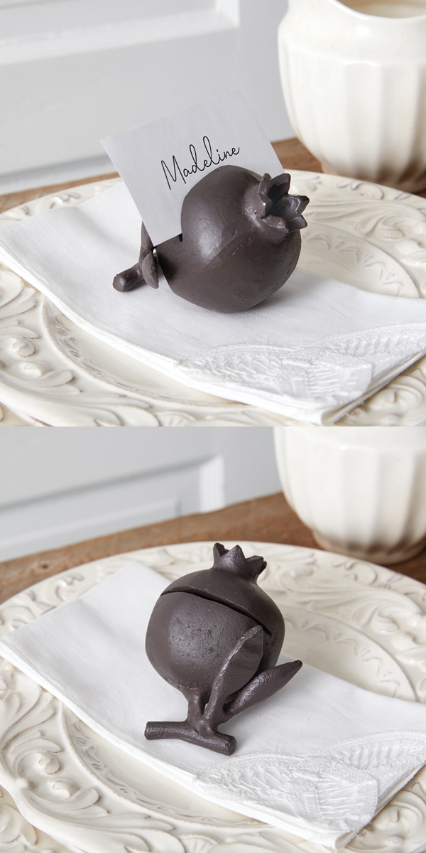 CTW Home Collection Cast-Iron Pomegranate Place Card Holders Box of 2