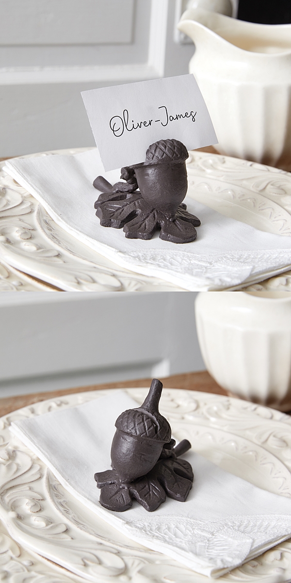 CTW Home Collection Cast-Iron Acorn Place Card Holders Box of 2