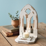 CTW Home Collection Distressed Whitewashed Arch Votive Holder