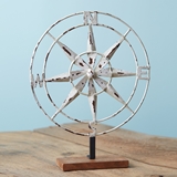 CTW Home Collection Distressed White-Finish Metal Tabletop Compass