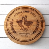 CTW Home Collection Farm Fresh Eggs Wooden Lazy Susan with Hens Graphic