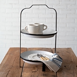 CTW Home Collection Two-Tier White and Black Enameled-Metal Tray