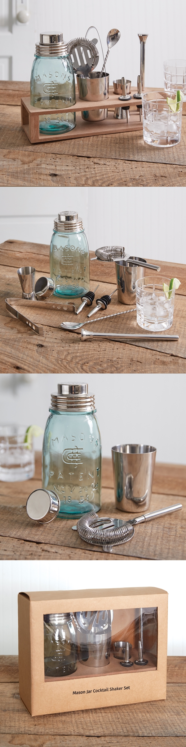 CTW Home Collection 10-Piece Mason Jar Cocktail Shaker Set