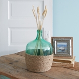 CTW Home Collection Green Recycled Glass Floor Vase with Jute Rope Wrap