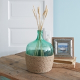 CTW Home Collection Green Recycled Glass Floor Vase w/ Jute Rope Wrap