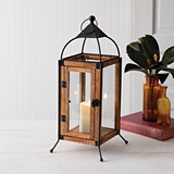 CTW Home Collection Wood and Metal 'Aalto' Lantern with Hitched Peak
