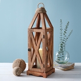 CTW Home Collection Unique Criss-Cross Pattern Wooden Lantern