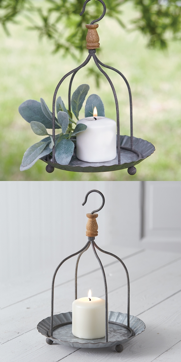 CTW Home Collection Hanging Farmhouse Candle Holder with Fluted Pan