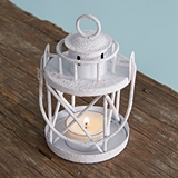 CTW Home Collection Antiqued-White Lighthouse-Shaped Tealight Holder