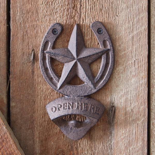 CTW Home Collection Cast-Iron Western Star Wall-Mounted Bottle Openers (2)