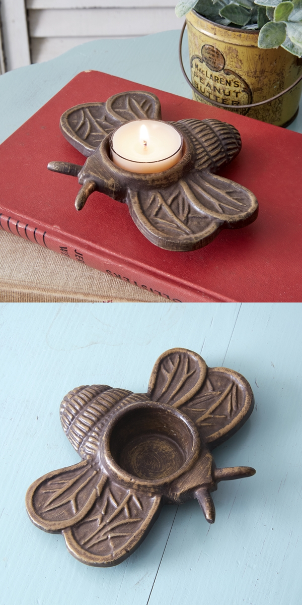 CTW Home Collection Cast-Iron Bumble Bee Tealight Holders (Box of 2)