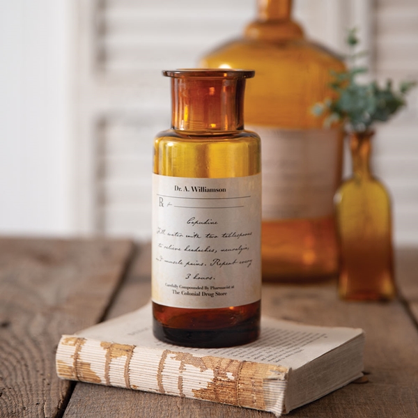 CTW Home Collection Antique-Inspired Amber-Glass Apothecary Bottle