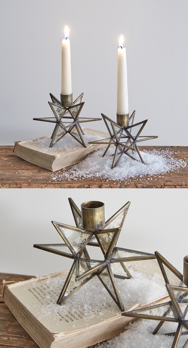 CTW Home Collection Moravian Star Taper Candle Holders (Box of 2)