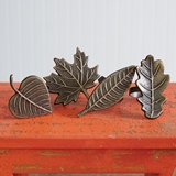 CTW Home Collection Set of Four Antique Brass Finish Leaf Napkin Rings