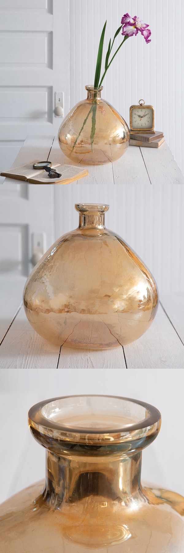 CTW Home Collection Handblown Champagne-Colored Balloon-Shaped Vase