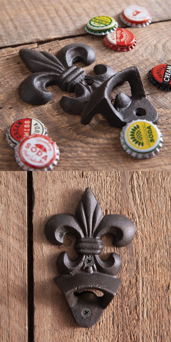 CTW Home Collection Cast-Iron Fleur-de-Lis Wall-Mounted Bottle Openers (2)