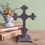 CTW Home Collection Ornate Cast Iron Cross Statues (Box of 2)