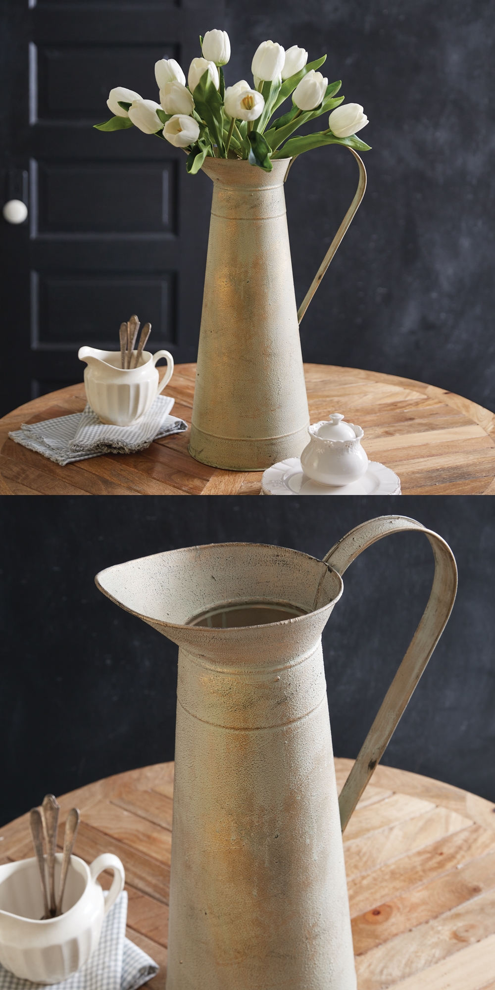 CTW Home Collection Gilded Farmhouse Tall Pitcher with Weathered Texture