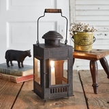 CTW Home Collection Metal-and-Glass Santa Fe Coach Lantern with Wood Handle