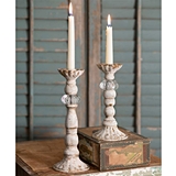 CTW Home Collection Set of 2 'Chrissy' Distressed Taper Candle Holders