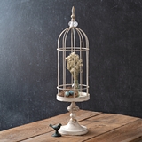 CTW Home Collection Antiqued-White Short Birdcage Cloche with Stand