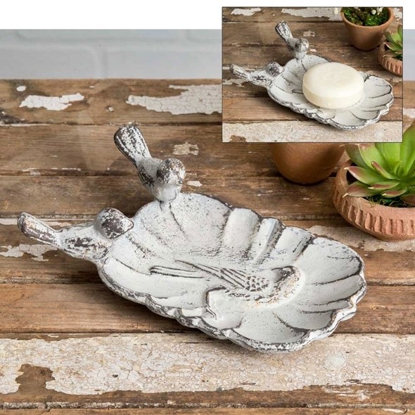 CTW Home Collection Cast-Iron White Wren Soap/Trinket Dish (Set of 2)