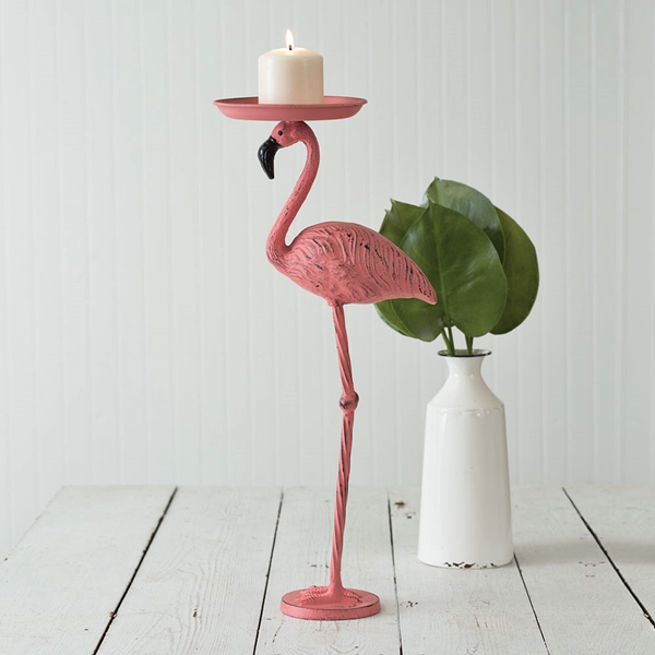 CTW Home Collection Cast Metal Pink Flamingo Candle Holder
