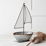 CTW Home Collection Galvanized-Metal Sailboat with Chicken Wire Sails