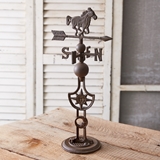 CTW Home Collection Cast-Iron Decorative Horse Atop Weathervane Stand