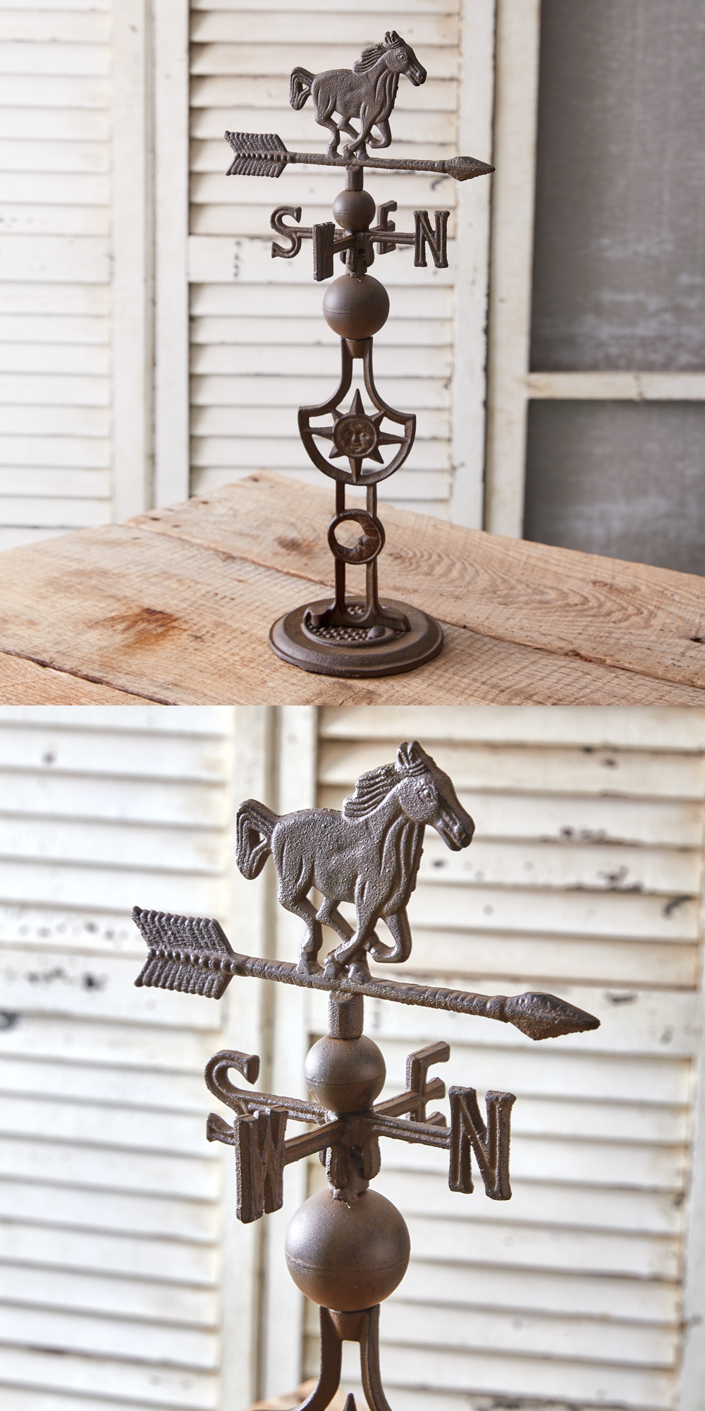 CTW Home Collection Cast-Iron Decorative Horse Atop Weathervane Stand