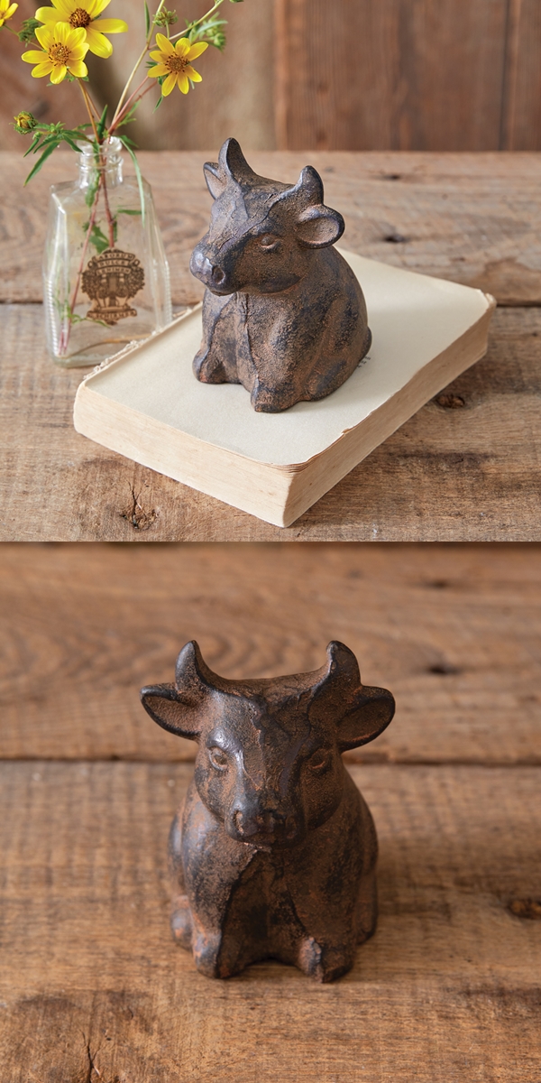 CTW Home Collection Rustic Mini Tabletop Cast-Iron Bull Figurine