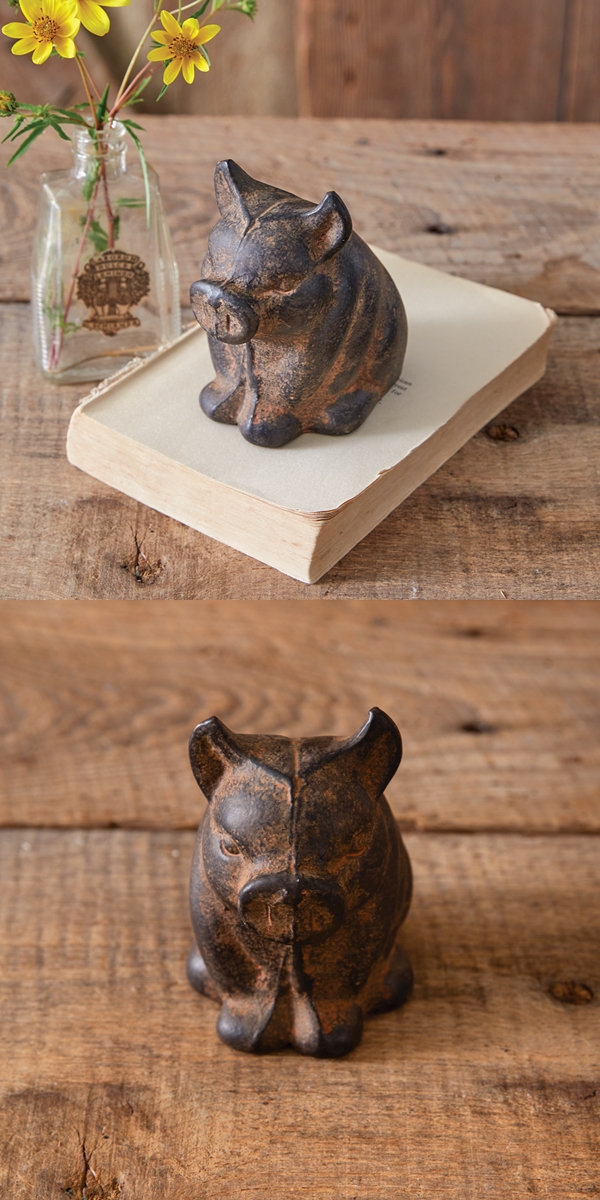 CTW Home Collection Rustic Mini Tabletop Cast-Iron Pig Figurine