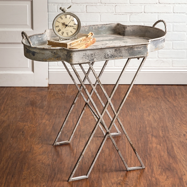 CTW Home Collection Metal Butler Serving Tray Stand with Folding Legs