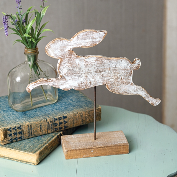 CTW Home Collection Wooden Leaping Rabbit Cut-Out with Base