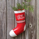 CTW Home Collection Red and White Enameled-Metal Christmas Stocking