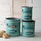 CTW Home Collection Set of Three Seashore Treasures Galvanized Buckets