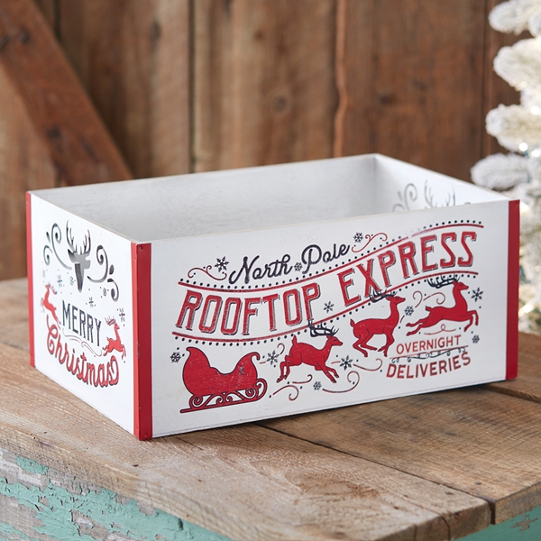 CTW Home Collection North Pole Rooftop Express Wooden Christmas Crate