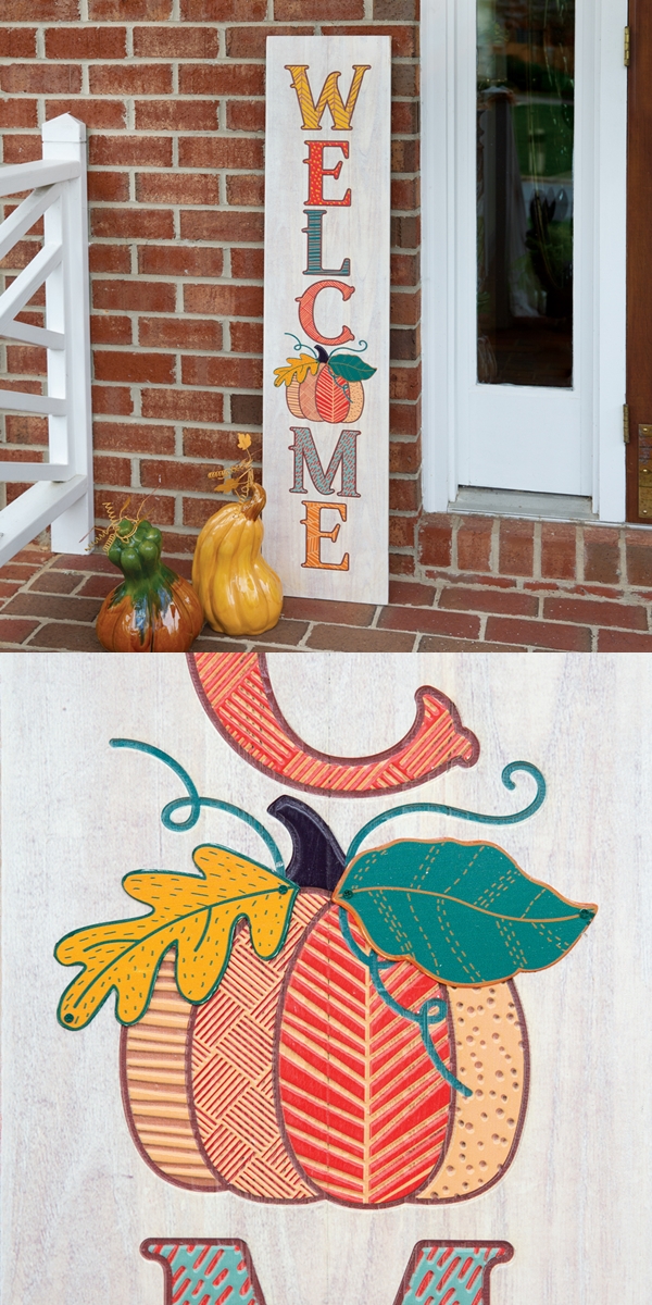 CTW Home Collection "Autumn Welcome" Colorful Wooden Porch Sign