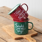 CTW Home Collection Set of Two Christmas Enameled-Metal Mugs