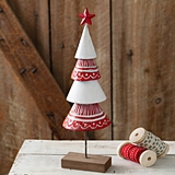 CTW Home Collection Hand-Painted Red-and-White Metal Christmas Tree