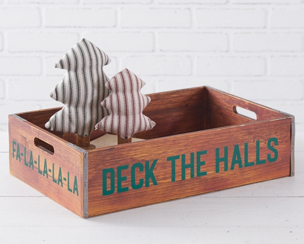 CTW Home Collection "Deck The Halls" Holiday Wooden Crate