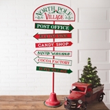 CTW Home Collection North Pole Village Directional Metal Sign with Stand