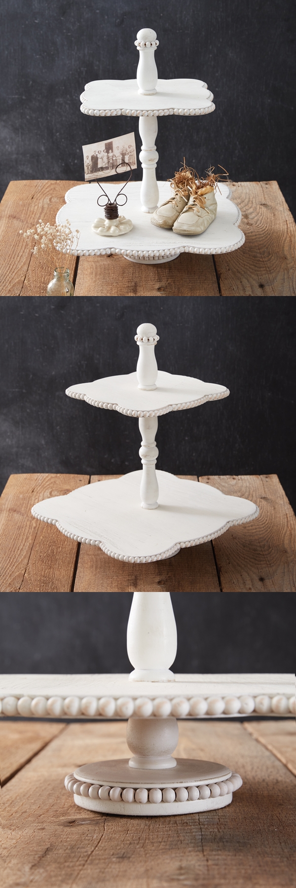CTW Home Collection 'Primrose' Two-Tier Stand with Unique Beaded Edge