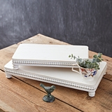 CTW Home Collection Set of Two Rectangluar Whitewashed Beaded Edge Risers