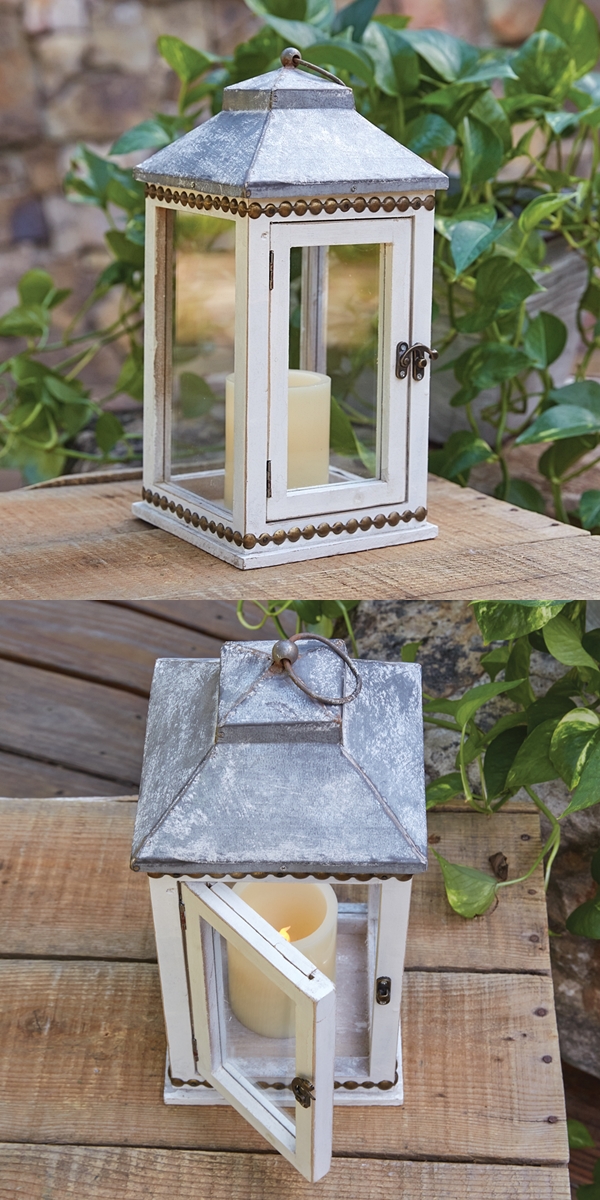 CTW Home Collection 'Cottage' Wood & Metal Lantern with Beading Accents